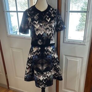 Sandro Black and Multicolour A-Line Dress